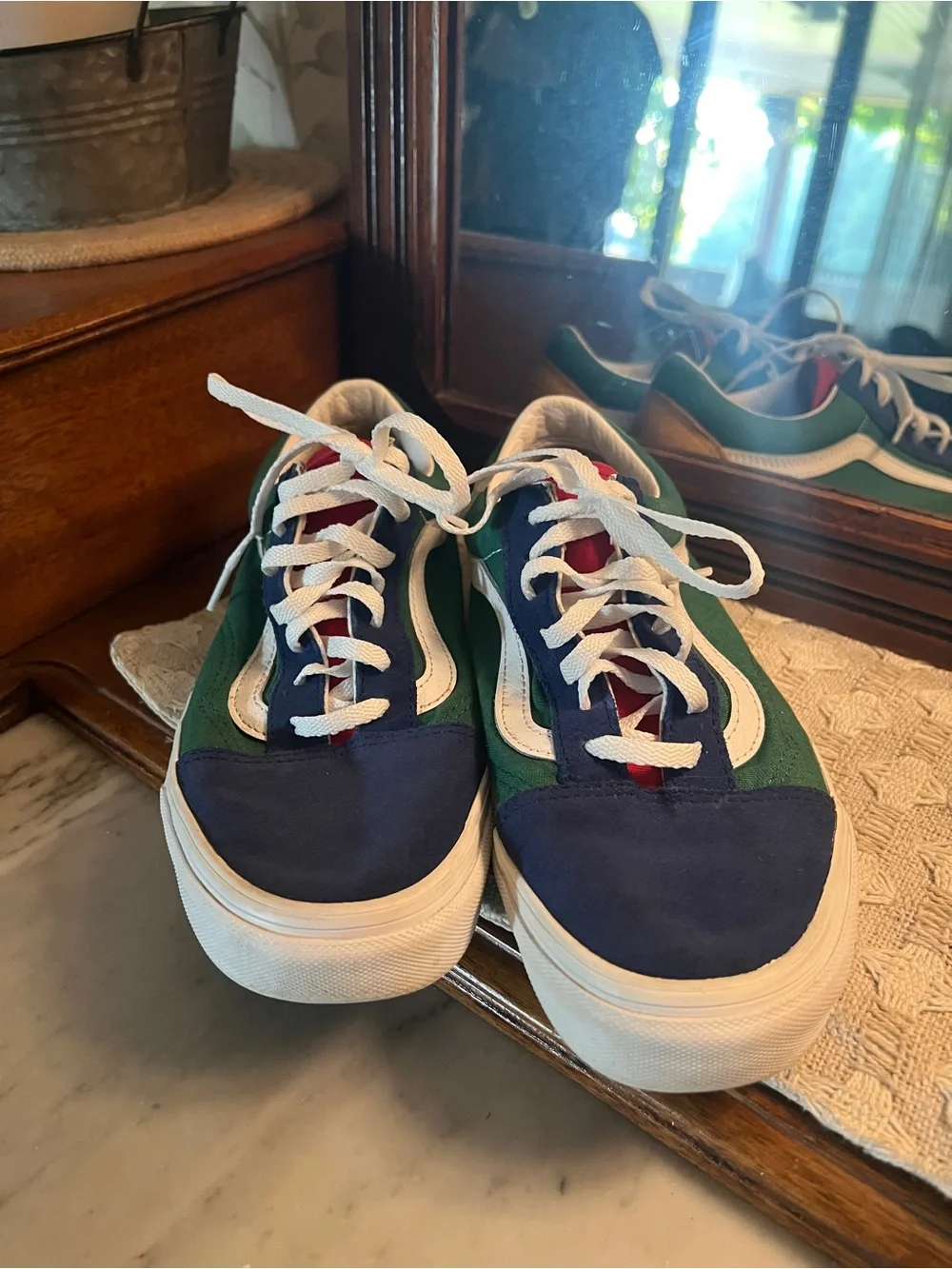 VANS Classic Old Skool Yacht Club Low Top Athleisure Sneakers Blue Green Sz 6.0